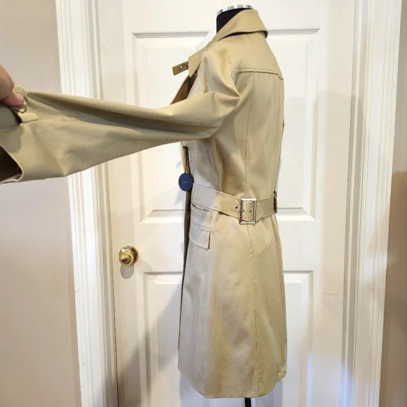 NWT Express sz 6 Women's Double Breasted Long Trench Coat in Tan - Picture 6 of 9